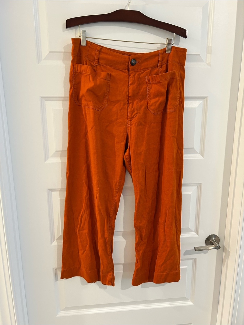 Maeve The Colette Wide Leg Cropped Pants Orange Rust Size 14